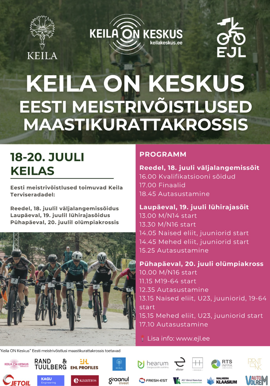 18.-20. juulil toimuvad Keila Terviseradadel „Keila ON Keskus“ Eesti meistrivõistlustel maastikurattakrossis. 